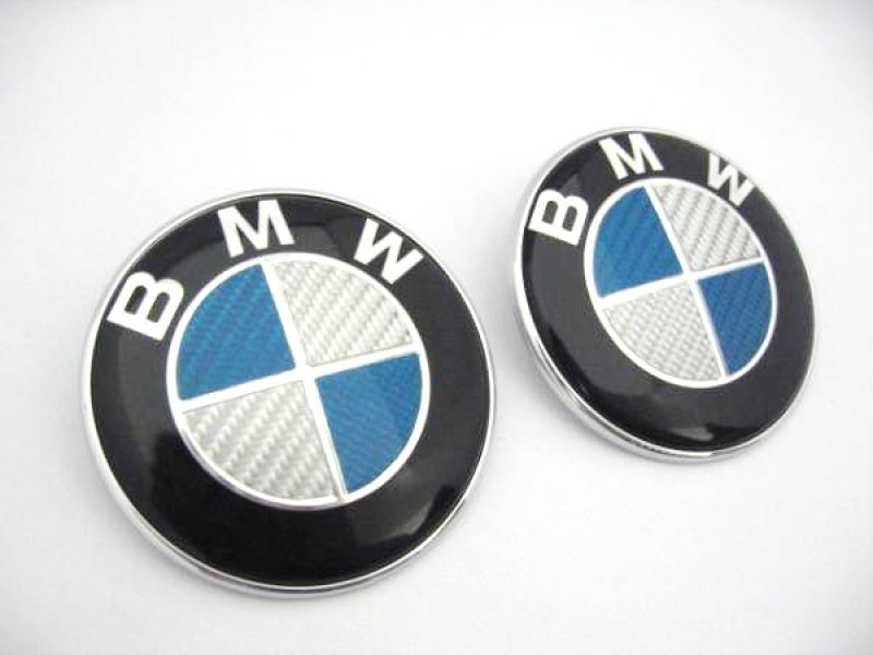 画像1: 送料無料◆BMW F10 F11 用青銀カーボンエンブレムセット (1)