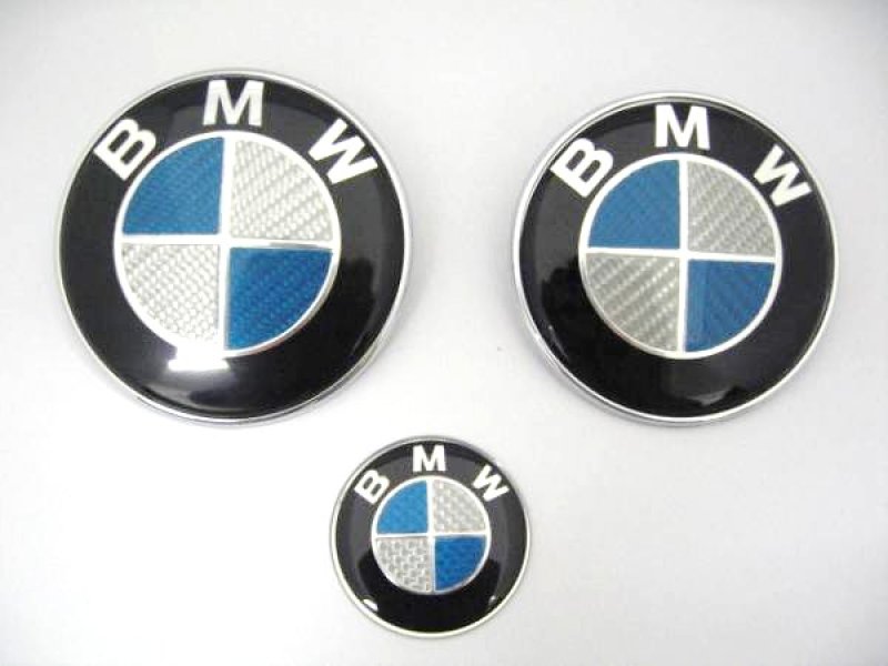 画像1: 送料無料◆BMW F10 F11 用青銀カーボンエンブレム３点セット (1)