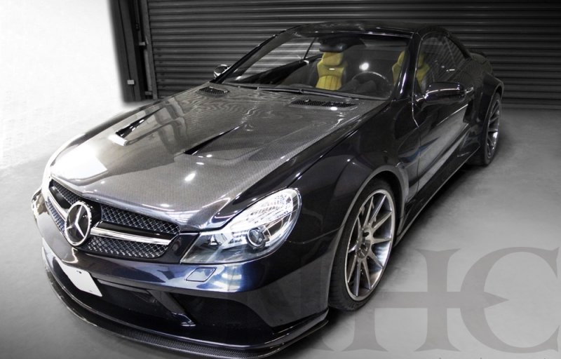 画像1: メルセデス・ベンツ◆R230 SL65/SL63/SL55用ダクト付きカーボンボンネット/エンジンフード/フルカーボン (1)