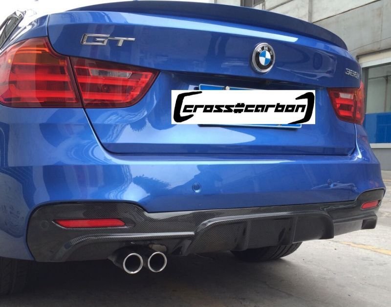 画像1: ◆BMW F34 3シリーズGT Mスポ用 カーボンディフューザー/左出しタイプ/左出口/ディフェーザー/綾織カーボン/カーボンエアロ/320/325/330 (1)