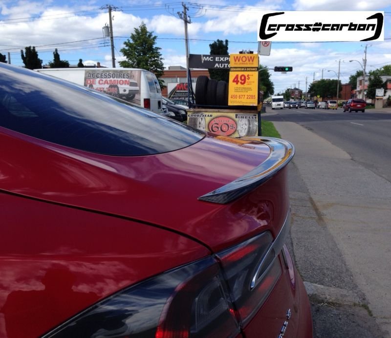 画像1: Tesla◆テスラ モデルＳ用カーボントランクスポイラー◆タイプ２◆本物カーボン/艶有りタイプ/MODELS/リアウイング/リアスポイラー/綾織カーボン (1)