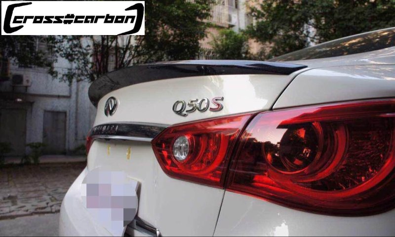画像1: ニッサン/インフィニティ V37/Q50 スカイラインセダン用カーボントランクスポイラー/綾織 (1)
