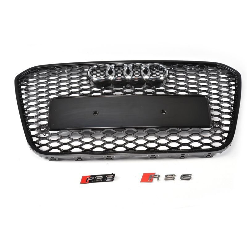画像1: ◆アウディ 4G 前期A6/S6用RS6タイプ ブラックハニカムグリル/AUDI/センターグリル/ラジエターグリル/RSグリル (1)