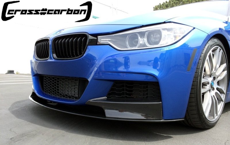 画像1: ◆BMW F30/F31 3シリーズ Mスポ用 Mパフォーマンスカーボンスポイラー/綾織/人気商品/アンダーリップ/フロントリップ/フロントスポイラー/320/323/328/335/エアロ/クロスカーボン (1)