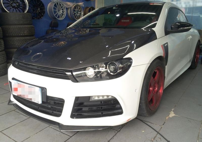 画像1: ◆VW フォルクスワーゲン 2009-2014年 シロッコ用本物カーボンエンジンフード/カーボンボンネット/純正仕様/クロスカーボン (1)