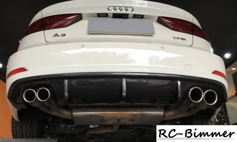 画像1: アウディ 8V A3/S3セダン4D用DTMタイプカーボンディフューザー/カーボンディフェーザー/４本だしタイプ/ビックフィン  (1)