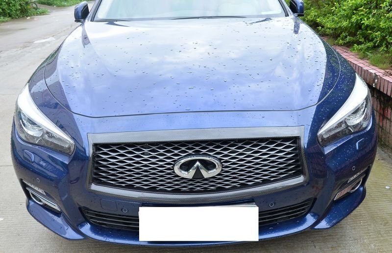 画像1: /ニッサン　スカイラインセダン/インフィニティ Q50/V37用フロントカーボングリルカバー/本物カーボン/綾織/クロスカーボン/NISSAN/INFINITI (1)