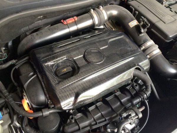 画像1: /VW フォルクスワーゲン MK6 ゴルフ6GTi 2Lエンジン用本物カーボンエンジンカバー/GOLF7/綾織 (1)
