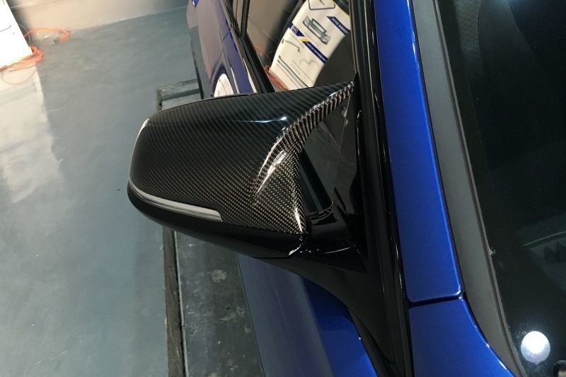 画像1: ◆BMW F20/F22/F30/F31/F32/F33/F34/E84X1用 M4ルック 交換式カーボンミラーカバーセット/綾織カーボン/120/218/320/335/420/435/328/X1/X2/CARBON (1)