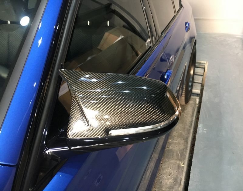 画像1: ◆BMW F20/F22/F30/F31/F32/F33/F34/E84X1用 M4ルック 交換式カーボンミラーカバーセット/綾織カーボン/320/323/325/328/335 (1)