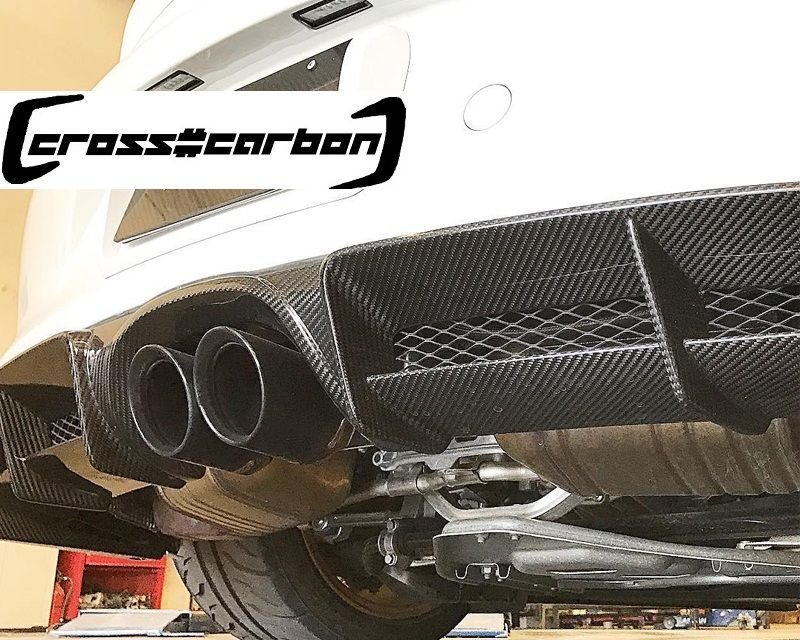 画像1: ◆ポルシェ 718 ケイマン後期用GT4タイプリアカーボンディフューザー/カーボンディフェーザー/アンダースポイラー/クロスカーボン/人気商品/メッシュネット付 (1)