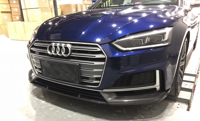 画像1: ◆アウディF5 2017〜A5/S5用RS5ルック３ピースフロントカーボンリップスポイラー/フロントリップ/スプリッター (1)