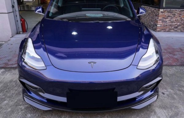 画像2: ◆テスラ モデル3用エアロ カーボンスポイラー/カーボンリップ/リップスポイラー/TESLA/MODEL3/パフォーマンス/スプリッター/カナード/最新商品 (2)