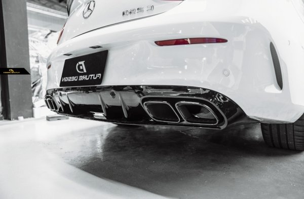 画像6: ◆ベンツ W205/C205 クーペ カブリオレ用 2019~C63AMG ED1タイプ 専用ディフューザー+スクエアテールパイプセット/マフラーカッター/テールガーニッシュ/AMGマフラー/純正同様素材/人気/C180/C200/C300/C43/ブラケット付 (6)