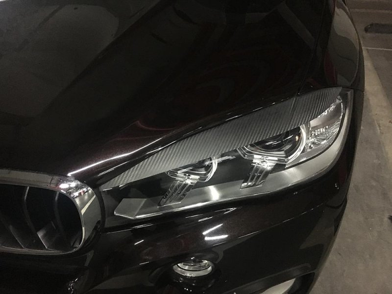 画像1: ◆BMW F15 X5/F16 X6/X5M/X6M用 ヘッドライトカーボンアイラインセット/ライトガーニッシュ/カーボンパネル/本物カーボン/クロスカーボン (1)