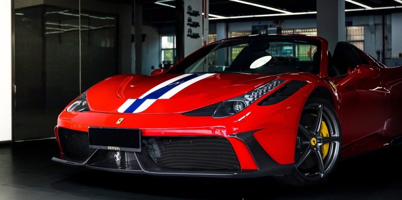 画像1: ◆フェラーリ 458イタリア クーペ/スパイダー用スペチアーレルック フロントバンパー＋専用ボンネット/カーボンリップ/バンパーリップ/カーボンダクト/カーボンフード/ノビテック/458イタリア/Speciale (1)