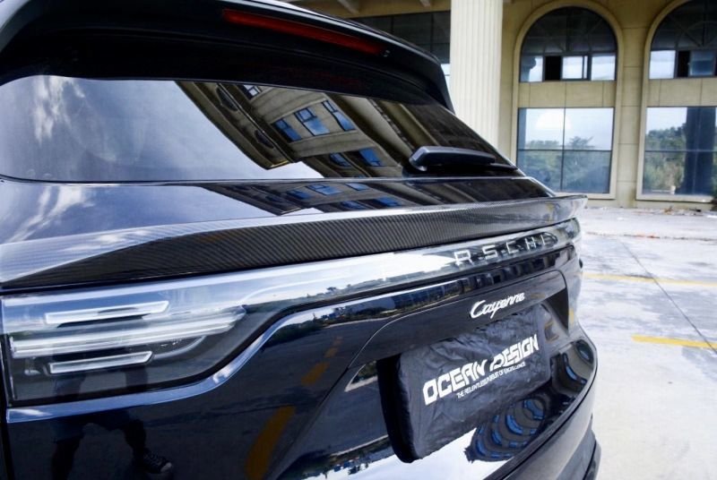 画像1: ◆ポルシェ E3 カイエン SUV 2018〜用 オーシャンデザインエアロ カーボントランクスポイラー/リアウイング/リアスポイラー/ハッチスポイラー/PORSCHE/Cayenne/綾織カーボン (1)