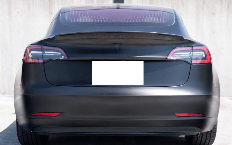 画像1: ◆テスラ モデル3用 TSタイプ カーボントランクスポイラー/リアウイング/リアスポイラー/TESLA/MODEL3/PERFORMANCE/加圧窯/クロスカーボン/綾織/カーボンエアロ/レボスポーツ (1)