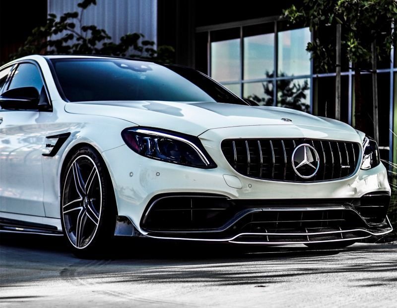 画像1: ◆メルセデス・ベンツ W205/S205 C63AMG セダン用 BRABタイプフロントカーボンリップスポイラー/バンパーリップ/綾織/ブラバス/アンダースポイラー (1)