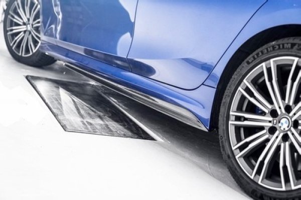 BMW G20 G21 3シリーズ 2019〜用Mパフォーマンスタイプ 艶黒ブラックサイドスカート 左右セット サイドステップ PERFORMANCE  CROSS CARBON クロスカーボン 320 330 340 335