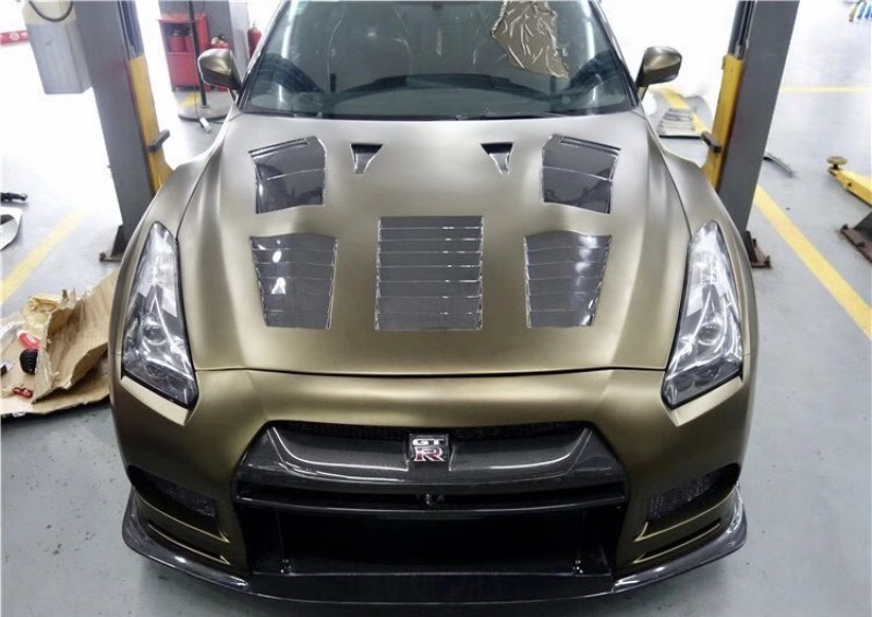 画像1: ニッサン07-20y R35GT-R用 タイプ2 ダクト付 カーボンボンネット/エンジンフード/綾織/カーボナード/人気商品/MY12/MY15/MY09/MY08 (1)