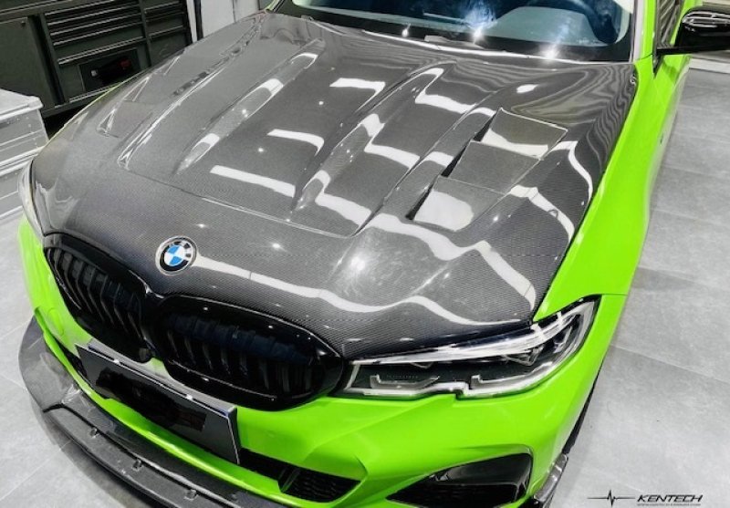 画像1: ブラックシャーク◆BMW G20 G21 3シリーズ 2019〜 ダクト付カーボンボンネット/カーボンエアロ/エンジンフード/320/323/335/340/KENTECH (1)