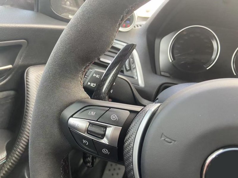 画像1: ◆BMW Fシリ Mスポ M3 M4 M5 M6 M2用ドライカーボン パドルシフトレバー /変速レバー/大型化/変速しやすい/最高級 DRYCARBON / クロスカーボン/X1/X3/X4/X5/X6 (1)