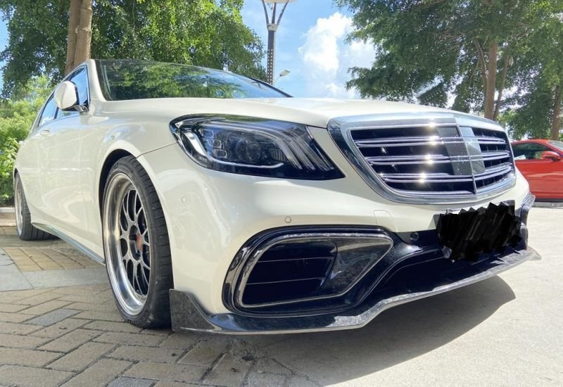 画像1: ◆メルセデス・ベンツ W222 Sクラスセダン 16〜21 S63 S65AMG用 BRABUタイプフロントカーボンスポイラー/リップスポイラー/ブラバス/人気商品 (1)