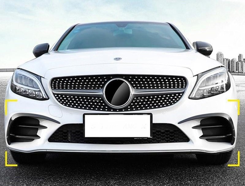 画像1: ドライカーボン◆メルセデス・ベンツ W205/C205/S205 後期AMGライン用 6点セットフロントバンパーカナードセット/カーボンリップ/スプリッター (1)