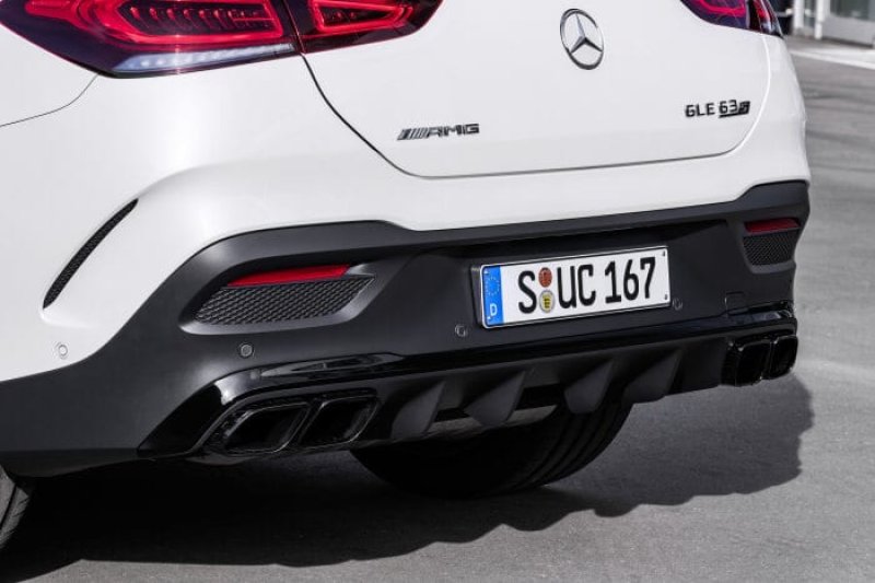 画像1: ◆ベンツ W167/C167 GLEクーペ用 GLE63AMGタイプ 専用スクエアテールパイプ+専用ディフューザーセット/マフラーカッター/テールガーニッシュ/AMGマフラー/純正同様素材/人気/GLE350/GLE43/GLE45/ブラケット付 (1)