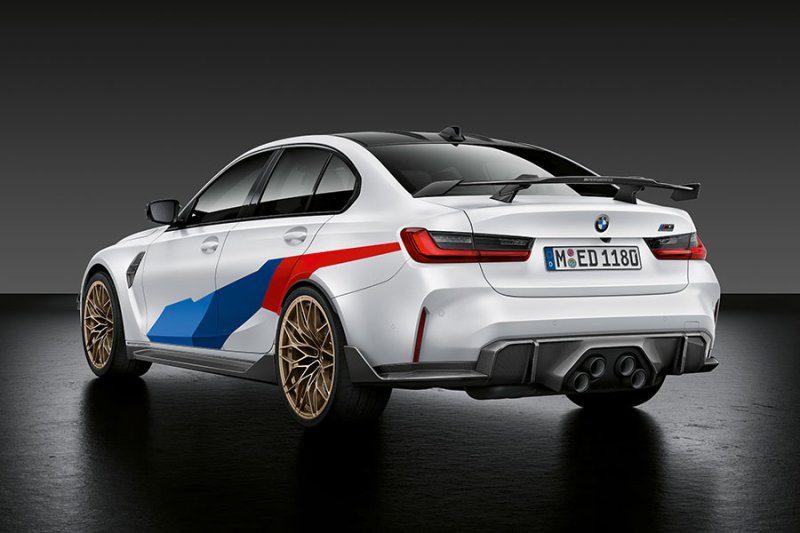 画像1: ドライカーボン◆BMW G80M3 セダン PER Mパフォーマンスタイプ リアカーボンスプリッターセット/カナード/カーボンスポイラー/ディフューザー/クロスカーボン (1)