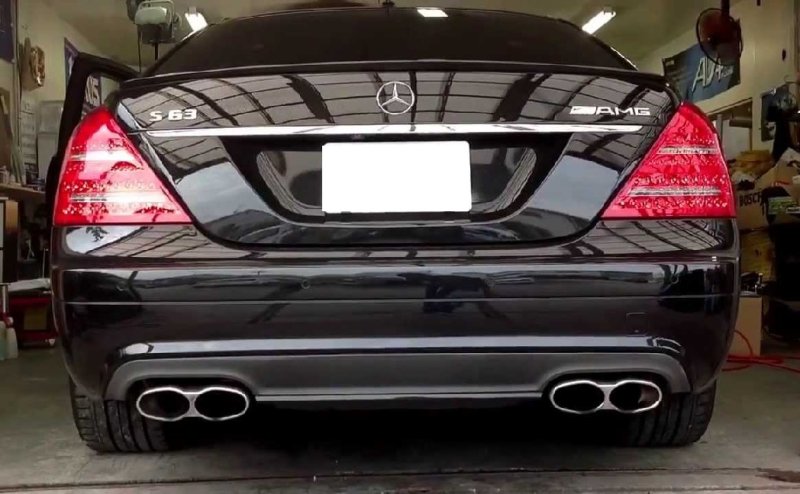 画像1: ◆ベンツ W221 Sクラス改 S65タイプスクエアマフラーテールパイプセット/テールガーニッシュ/マフラーカッター/S350/S550/S600/S300/S400 (1)