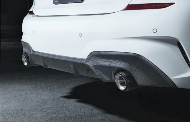 画像1: ◆BMW G20/G21 3シリーズ 2019〜用 3DDタイプ 2本出しマフラー対応 カーボンディフューザー ディフェーザー/アンダーリップ/Mスポ/PERFORMANCE CROSS CARBON クロスカーボン 320 330 340 335 318 (1)