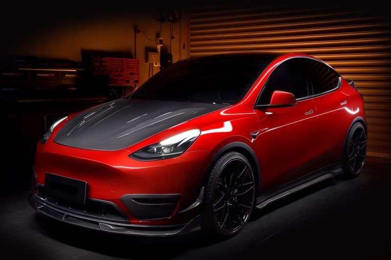 画像1: ◆テスラ モデルY用 iMP パフォーマンス カーボンエアロセット/リアウイング/ディフューザー/ボンネット/TESLA/MODELY/バンパー/サイドステップ/エアロ/綾織/クラブスポーツ (1)