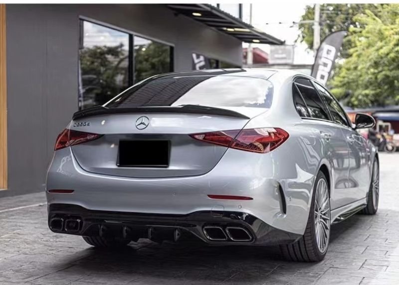 画像1: ◆メルセデス・ベンツ W206 S206 AMGモデル用 C63S 艶黒リアディフューザー+ブラックテールパイプセット/ディフェーザー/テールガーニッシュ/C180/C200/C300/C43 (1)