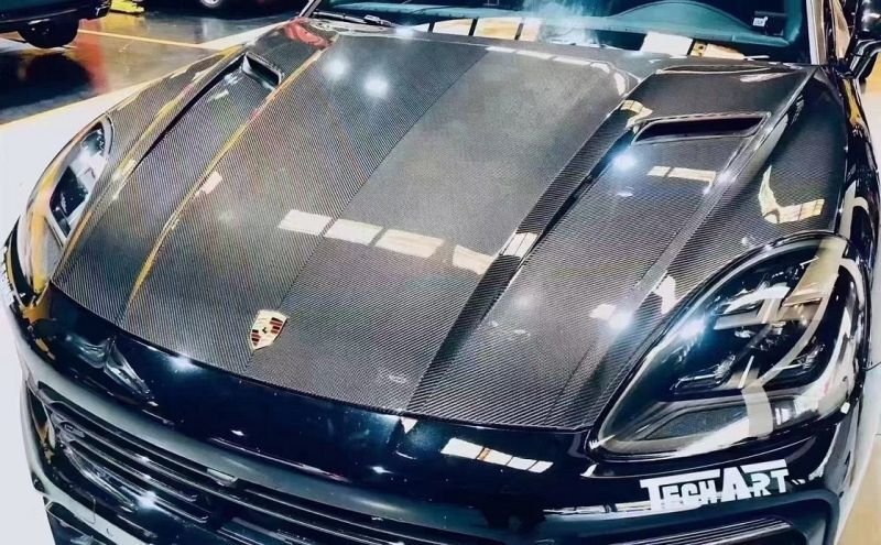 画像1: ドライカーボン◆ポルシェ カイエン E3 SUV / クーペ用 Tech Aタイプ ダクト付カーボンボンネット/エンジンフード/マグナム/9YA/9YB/GTS/ターボ/スポーツデザイン/PORSCHE/Cayenne/ (1)