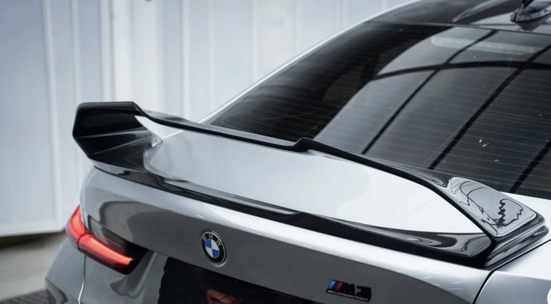 画像1: 大型ウイング◆BMW G80M3 / G20 セダン用 リアカーボントランクスポイラー/リアウイング/リアスポイラ/エーイーデザイン/綾織カーボン/318/320/M340 (1)