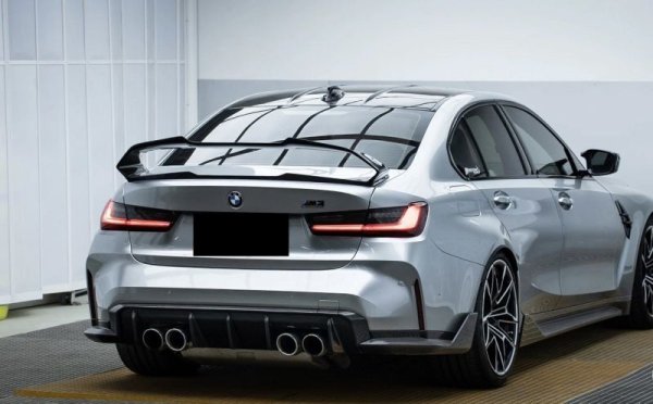 画像8: 大型ウイング◆BMW G80M3 / G20 セダン用 リアカーボントランクスポイラー/リアウイング/リアスポイラ/エーイーデザイン/綾織カーボン/318/320/M340 (8)