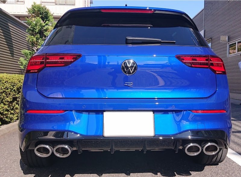 画像1: 22年〜◆VW フォルクスワーゲン MK8 ゴルフ8 R  用整流カナード付き カーボンディフューザー/4本出し仕様/ディフェーザー/クロスカーボン (1)