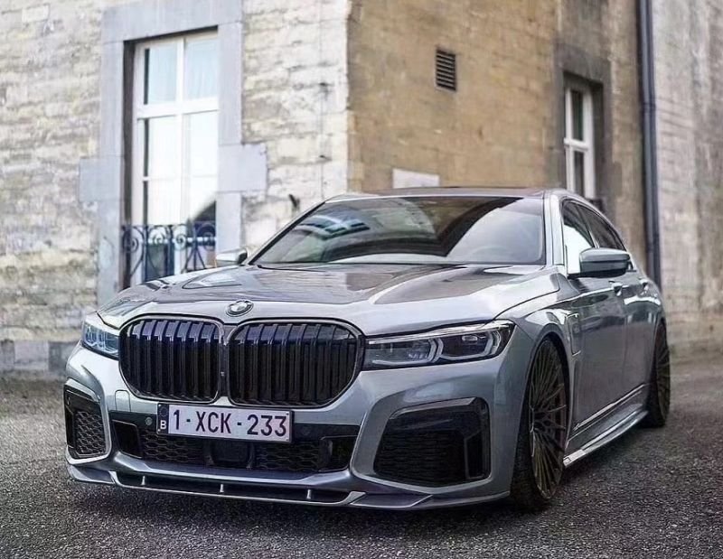 画像1: ブラックシリーズ◆BMW G11/G12 7シリーズセダンMスポーツ 後期 LCI用カーボンフロントスポイラー/カーボンリップ/アンダーリップ/綾織/740/750/760/2019~2022年 (1)