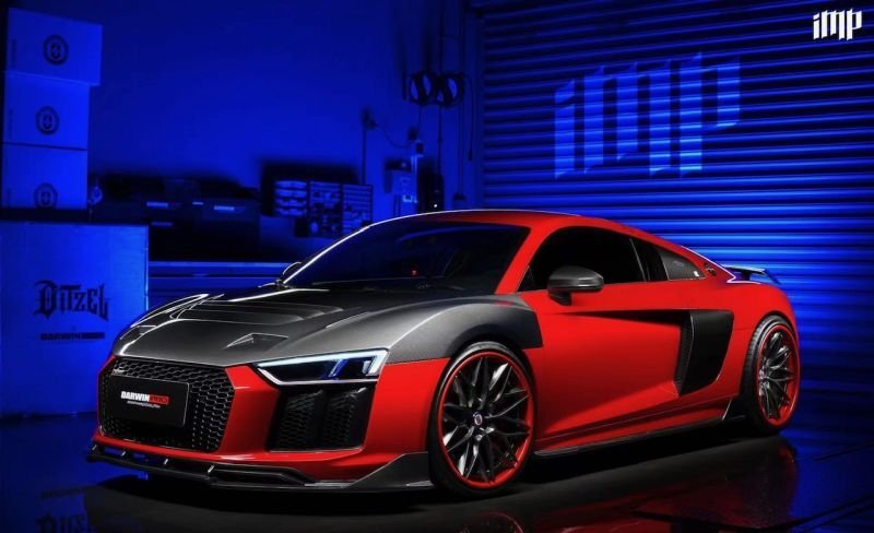 画像1: iMP PERFORMANCE◆アウディ 2016-2022年 R8用 ストリートバージョンカーボンエアロキット◆/ボンネット/フロントリップ/サイドステップ/ディフューザー/AUDI R8/正規モデル (1)