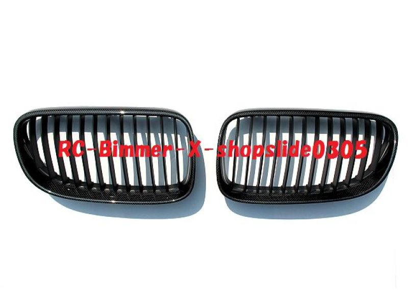 画像1: BMW E92 E93 LCI用キドニーカーボングリルセット (1)