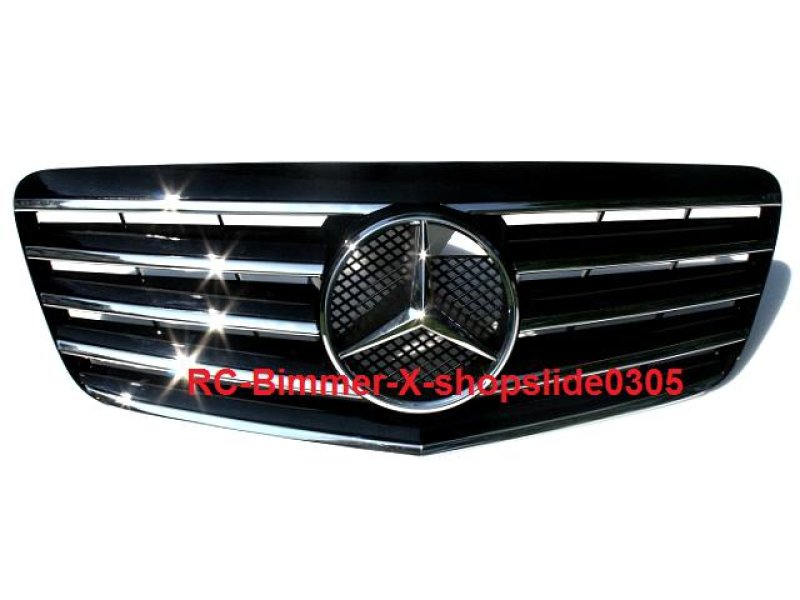 画像1: W211　後期07-車両用メッキブラックセンターグリル (1)