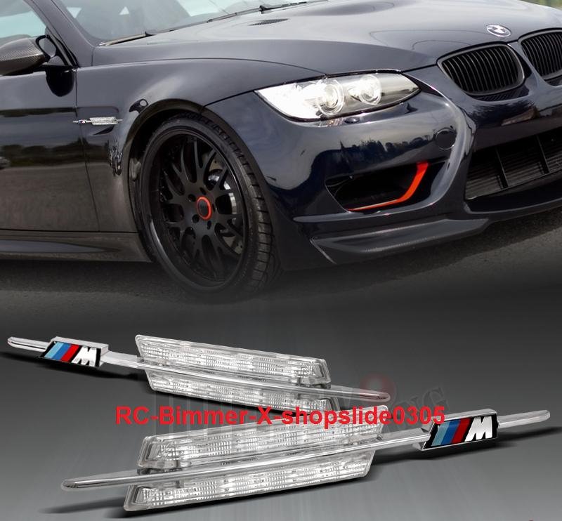 画像1: BMW E81 E82 E87 E88 1シリーズ/E90/E91/E92/E93 3シリーズ/E60/E61/M5/ 5シリーズ汎用///M高輝度6LEDサイドマーカーセット/クリスタルタイプ (1)