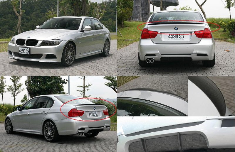 画像1: ◆BMW E90 3シリーズセダン用パフォーマンススタイル トランクカーボンスポイラー/リアウイング/リアスポイラー/320/330/328/318/335 (1)